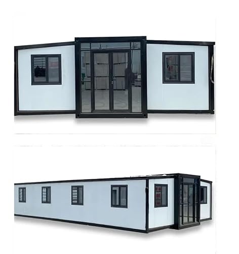 40FT Tiny House to Live in,SAA Portable Prefab House with 3 Bedroom 1 Full Equipped Bathroom and Kitchen,Foldable Mobile Home with Steel Frame,Prefabricated Expandable Container House for Adult Living