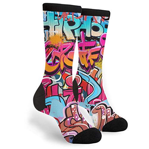 Jedenkuku Graffiti Wall Urban Hip Hop Background Novelty And Interesting Socks For Men And Women