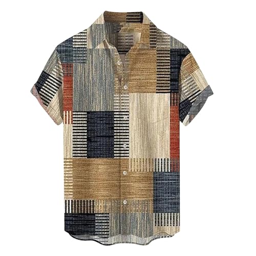 Mens Funny Shirts Ouku Shirts for Men Rooster Shirt Men Playeras De Hombre Men's Shirts Casual Shirt for Mens Big and Tall Chemise Hawaienne Homme Travel Essentials B-Khaki