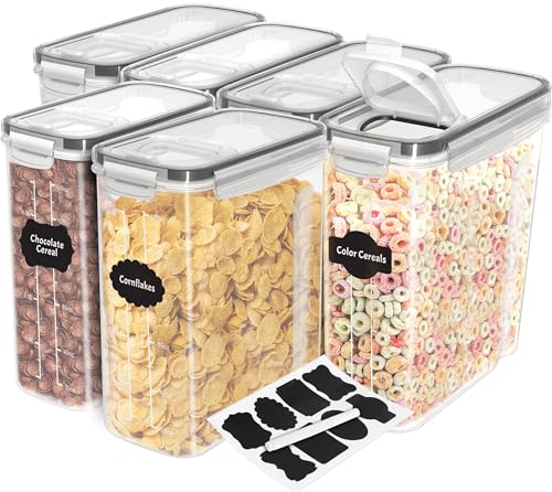 Utopia Kitchen Cereal Containers Storage - Liter Airtight Food Storage Containers & Cereal Dispenser For Pantry Organization And Storage (Clear, 4 Liter Pack of 6)