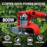 Electric Weed Wacker, Battery Powered Weed Eater with 4 Types of Blades and Upgraded Metal Lid, 2Pcs of Batteries & Wheels, Lightweight Grass Trimmer for Lawn Yard Garden