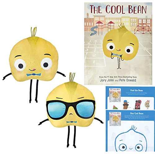 The Bad Seed, Good Egg Presents The Cool Bean by Jory John Hardcover, MerryMakers Plush Book Character 8" Flip Doll Toy and Fun Pages (A Gift Set About Self-Confidence, Kindness, and Popularity)