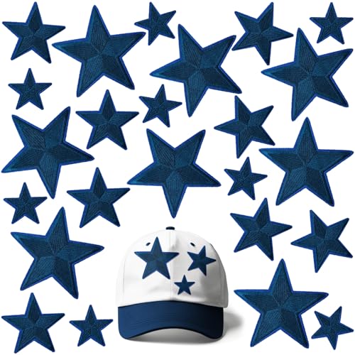 RF-patch 24PCS Star Patches Iron on, Navy Star Iron on Patches for Clothes, Dress, Hat, Socks, Jeans