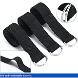 Leyndo 24 Pieces Yoga Strap Stretching Pilates Exercise Adjustable Straps 6 ft Non Elastic Yoga Belt with Adjustable D Ring Buckle for Pilates Gym Workouts Fitness(Black)