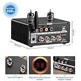 AIYIMA T9 PRO 200W Bluetooth Amplifier HiFi Digital Class D Power Amp 2.0/2.1 Channel Vacuum Tube DAC Amp with VU Meter & Bass Treble Bluetooth 5.1 Coaxial Optical PC-USB inputs