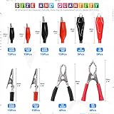 Glarks 108Pcs 35/45/53mm Red and Black Metal Alligator Clips Crocodile Electrical Test Clamps and 5A 15A 30A Charging Clips Assortment Kit for Laboratory Testing