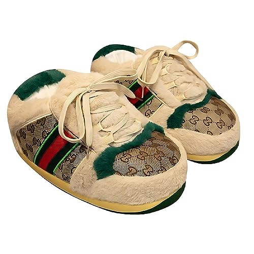 AQURIZE Sneaker Slippers for Men and Women, Cozy Warm Fleece Lined Home Plush Slippers Indoor Outdoor Non-Slip Fluffy Shoes