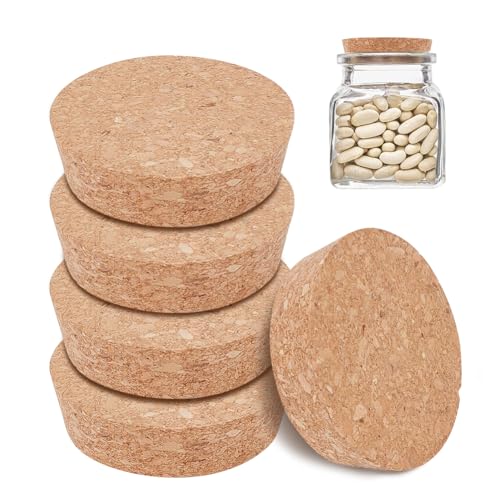 BENECREAT 6pcs Cork Bottle Stoppers, Tapered Cork Plug Wine Bottle Cork Stoppers, Replacement Corks for Wines, Decorative Bottles, Jars, Arts, DIY Crafts, 3inch in Diameter