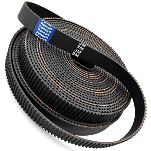 POWGE 10Meters 3M-20mm HTD 3M Open Ended Timing Belt Width 20mm Rubber Fiberglass Neoprene Arc Tooth HTD3M Synchronous Belt Pulley Laser Engraving CNC,Pack of (10Meters, Width 20mm)