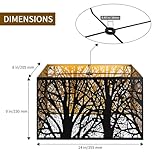 Metal Large Rectangular Lampshade For Table Lamp Floor Lamps,8"×14"×9" Black Outside Gold Inside Replacement Forest Rectangle Lamp Shade Spider Fitter