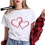 6 Sheets Valentines Iron on Transfers Patches for T-Shirts Heat Vinyl Transfer Stickers Valentines Red Love Heart Iron on Patches Decals Valentines Iron on Transfers for Clothes Pillow DIY Decor