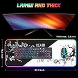 ITNRSIIET RGB Gaming Mouse Pad, Full Desk XL Extended Large Gaming Mousepad, 12 Lighting Modes 30% Thicker Big LED Desk Mat for Gamers, 32 x 12 inches, Anime Japanese Sakura