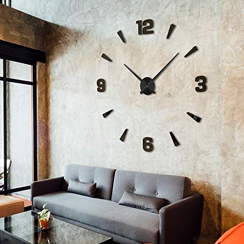 Niceguy Solutions DIY Wall Clock - Frameless 3D-Style Analog Timekeeper for Home, Living Room, Bedroom, Office - Battery-Powered Modern House Decoration - Silent Clock Decor with Number Sticker Decals