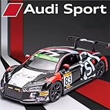 YEJULMRH Scale Finished Model Car 1:32 for Audi R8 GT3 Car Model Alloy Diecast Cars with 3 Doors Opened Sound and Light Pull Back Vehicle for Kids' Gifts Miniature Die-cast Vehicle(GT3 No.6)