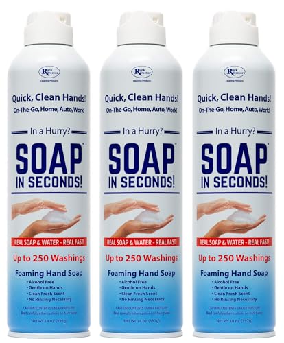 Rock Doctor Foaming Hand Soap In Seconds, 3 Pack, Spray Bottle Dispenser, Fresh Scent, No Rinse Alcohol Free Sanitizer, Gentle on Soft Skin, Home, Work, and School