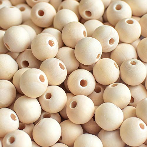 600pcs 12mm Wood Beads Natural Unfinished Wooden Loose Beads for Crafts, Round Ball Wood Spacer Beads for Craft Making Garland Macrame and Party Home Decoration