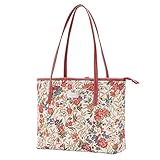 Signare Tapestry Shoulder Bag for Woman Travel or Work Tote Bags for Women In Flower Meadow Design|COLL-FLMD