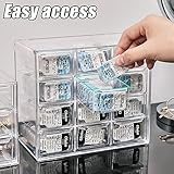 MUQING Daily Contact Lens Case Storage Box, 12 Grids Large Capacity Daily Eye Contact Colored Lenses Organizer Bin, Easy Hang up Clear Plastic Box for All Brand Cosmetic Contact Lens Cases