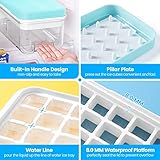 PHINOX Ice Cube Tray with Lid and Bin, 3 Pack Plastic Ice Cube Tray Molds, 96(4 * 8 * 3) pcs Ice Trays for freezer, Chilling Drinks, Whiskey & Cocktails, with Ice Container and Ice Scoop, BPA-Free