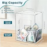 Imeepa Clear Acrylic Piggy Bank with Lock and Key for Kids Adults, Openable Money Saving Box for Cash Coins Real Money (Clear)