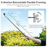 Selfie Stick Long Pole Invisible for GoPro Insta360 (120cm/47.2in), Carbon Fiber Waterproof Extension Monopod for Go Pro Max Hero 13 12 11 10 9 8 7 DJI Action 5 Pro Pocket 3 Insta 360 X3 GO3 Ace Pro 2