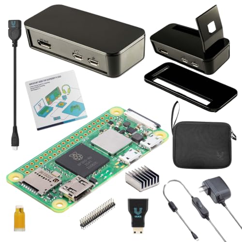 Vilros Raspberry Pi Zero 2 W Basic Starter Kit with Muti Purpose ABS Case -Incudes Pi Zero 2 W Board, Multi Use Case, Power Supply, HDMI-USB Adapters and More (Black)