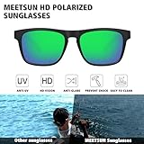 MEETSUN Polarized Sunglasses For Men Women UV Protection Square Frame Sport Fishing Driving Sunglasses (3 Pack) Black/Ice blue/Green