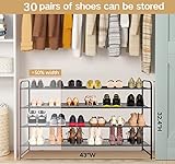 KEETDY 4-Tier Long Shoe Rack for Closet, Wide Shoe Organizer for Closet Floor Storage, Stackable Shoe Rack for Entryway Metal Shoe Shelf for 30 Pairs Men Sneakers with Wire Grid for Bedroom, Black