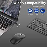 cimetech Wireless Mouse Bluetooth, 1 Mice for 2 Devices, Rechargeable Comfort Silent Ratones for PC Laptop Computer, Portable Ergonomic Mäuse with Nano Receiver and Cable for School and Home Office