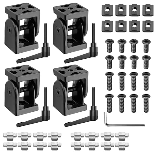 JiGiU 2PCS Angle Connector Joint Connector 4040 Nut 8 Flexible Hinge 180° Rotation Range with Clamping Lever Zinc Alloy Joint Connector for 4040 EU Standard Aluminum Extrusion Profile-Black