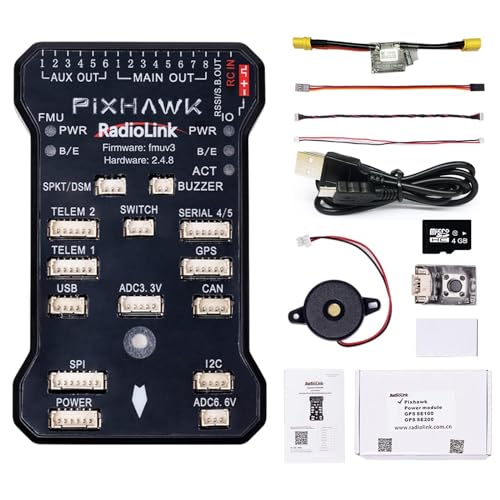 Radiolink PIXHAWK 2.4.8 Flight Controller, 8 PWM Channel Support OSD and Data Telemetry, FC with 2S-12S Power Module for Drone/Rotary/2-8 Copter/Airplane/VTOL/Helicopter/Boat/Robot/Mower