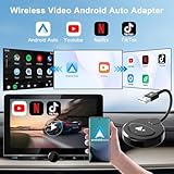 Android Auto Wireless Adapter Support Netflix YouTube Tiktok, Latest Wireless Android Auto Car Adapter for Factory Wired Android Auto to Wireless, Low Latency and Easy to Install