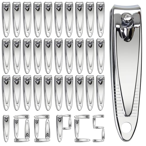 100 Pieces Nail Clippers Bulk - Ultra Sharp Stainless Steel Fingernail & Toenail Clippers Set for Men & Women - Flat Portable Design for Travel, Manicure & Pedicure - for Salons, Spas & Home Use