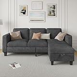 Sectional Sofa Couches for Living Room - L Shaped Cloud Couch-Small Modular 3 Seat-Comfy Linen with Storage Deep Seat Sofa,Washable Covers-Suitable for Living Room-Apartment-Office-Bedroom-Grey