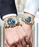 OLEVS Couple Watch His and Her Watch Set Mens Womens Matching Watch Diamond Romantic Valentine’s Day Chronograph Watch