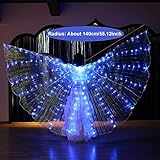 Ragyzity LED Isis Wings Glow Light Up Belly Dance Costumes with Sticks, Led Butterfly Wings,Led Glow Angel Wings, Ideal for Carnival,Stage,Halloween Christmas Party (Adult Blue)