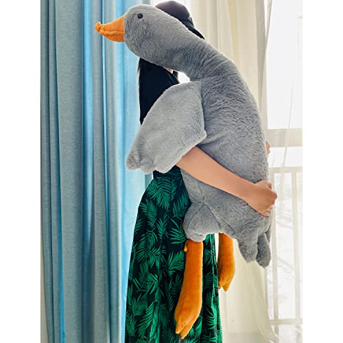 Tanha Goose Plush, Soft Large Goose Stuffed Animal, Cute Stuffed Goose, Grey Duck Plush Gift for Girlfriend, Kids or Best Friend（51inch, 130cm）