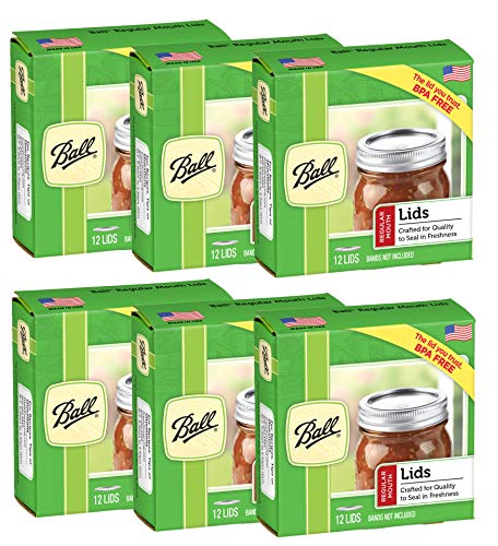 all Regular Mouth Lids for Glass Mason Jars, Used for Canning, Pickling, Juice, Jam, Jelly 12-Count, Pack of 6 (72-Lids Total)