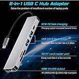 UrbanX USB C Hub 6 in 1 Dongle USB-C to HDMI Multiport Adapter with 4K HDMI Output 3 USB 3.0 Ports SD/TF Card Reader Compatible for Huawei P30 Pro New Edition and Many More Type C Devices