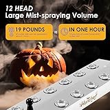 Hanchen Mist Maker 12 Head Ultrasonic Fogger Mist Humidifier Fog Atomizer Halloween Water Fountain Pond 18.7lb/h Large Fog Volume CE Certificate (Mist Maker + Water Resistant Power Supply + Float)