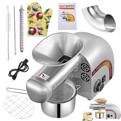 1800W Oil Press Machine, Nut Seeds Oil Extractor Cold& Hot Press Machine,Temperature Control 32℉-572℉,Extended Rod, 13-19LBS/H, Lower Noise,For Coconuts,Cocoa Beans,Avocado,Amaranth Seed(Gray)