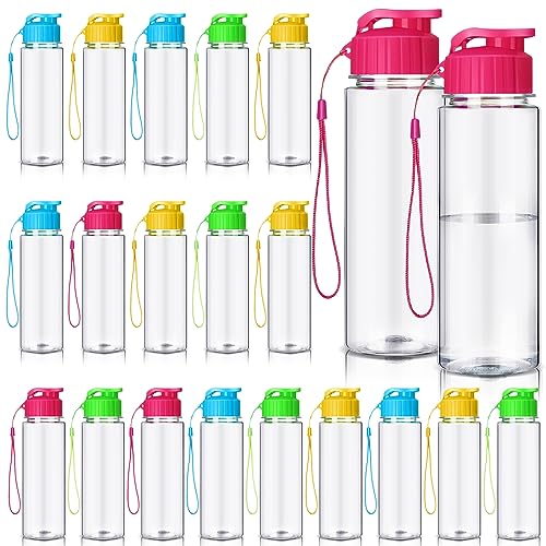 Mifoci 20 Pieces Water Bottle Bulk 17 oz Plastic Water Bottles Bulk Gym Sports Adults Reusable Large Bottles with Leak Proof Flip Top for Party Outdoor(Colorful)