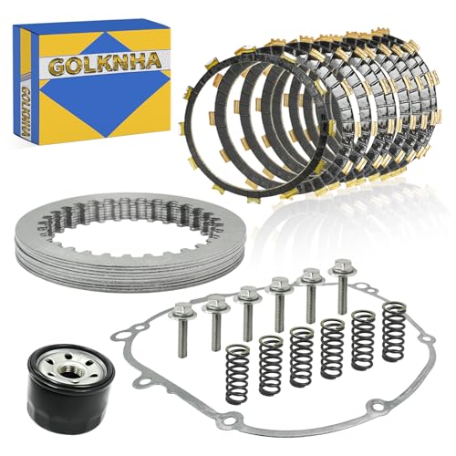 Clutch Kit & Friction Steel Plates Cover Gasket Compatible with Yamaha YZF R1 2007-2008 OEM# 4C8-W001G-00-00