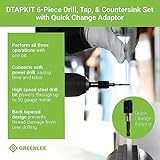 Greenlee DTAPKIT Drill/Tap Kit for Metal, One-Step Drilling, Tapping, and Deburring/Countersinking Set with Quick Change Adaptor, 6-32 to 1/4-20