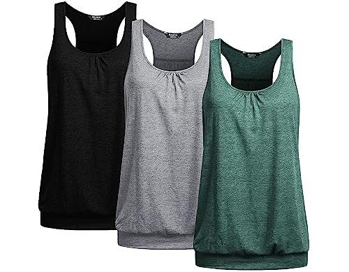 Beyove Workout Tops for Women Banded Racerback Tank Yoga Shirts Gym Clothes (Pack of 3)