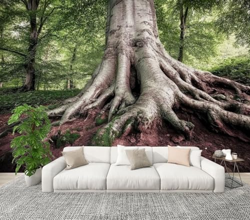 Modern Peel and Stick Wall Mural Wallpaper Roots Large Beech Tree Self Adhesive Removable Wall Stickers for Living Room Bedroom TV Background 100"x144"