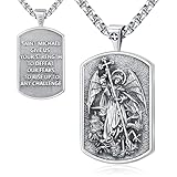 Eusense St Michael Necklace for men women archangel michael pendant medallion Sterling Silver 925 plata san miguel arcangel medalla saint michael the archangel medal large
