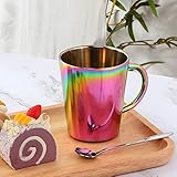 Plate and Bowl Sets, Stainless Steel Dishs Bowls Mugs Kitchen Dinnerware Set Service for 4 (Rainbow, 11.8 inch plate/5.1 inch bowl/cups)