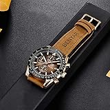 BENYAR Mens Watches Quartz Movement Chronograph Leather Strap Fashion Business Sport Design 30M Waterproof Scratch Resistant Elegant Gifts for Men