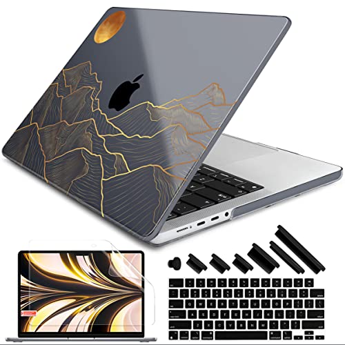 DONGKE for M4 MacBook Pro 14 inch Case 2024 2023 2021 A3112 A3401 A3185 M3 A2918 A2992 M2 A2779 M1 A2442 Pro Max with Retina XDR Display & Touch ID, Plastic Hard Shell Cover, Abstract Mountain